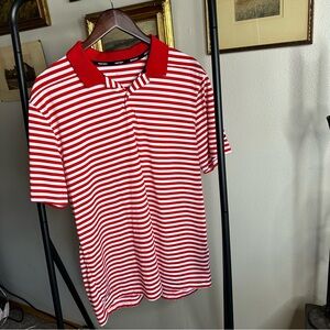 Nike Red and White Striped Polo Shirt 🥊